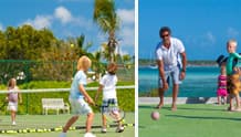 Tennis and bocce courts at Fowl Cay Resort